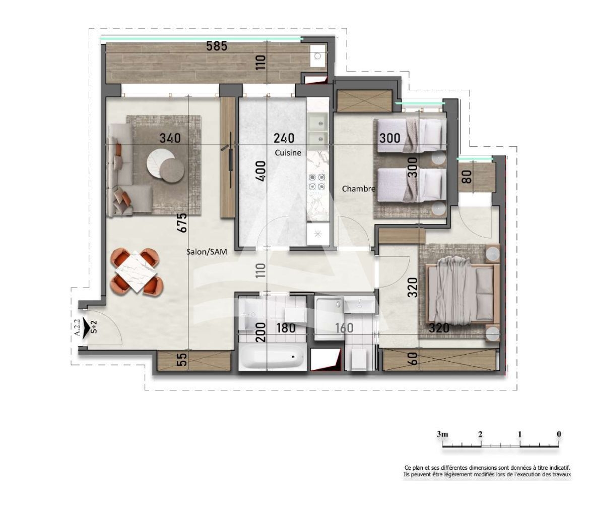 Appartement s+2 encours de construction aux jardins de Carthage image 0
