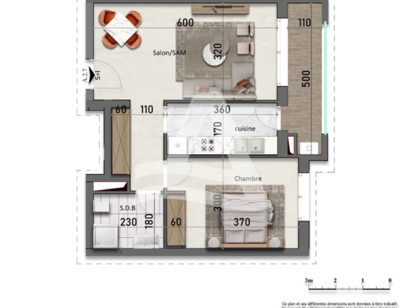 Appartement s+1 neuf aux jardins de Carthage image 0